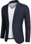 COOFANDY Navy Blazers for Men Lightweight Casual Sports Coat Slim Fit Two Button Suit Jacket, Navy Blue, XL