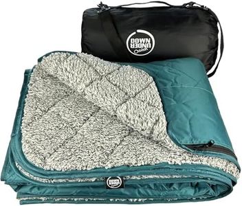 DOWN UNDER OUTDOORS Large Waterproof Windproof Extra Thick 340 GSM Quilted Sherpa Fleece Stadium Blanket, Machine Washable Camping Picnic & Outdoor, Beach, Dog, 82 x 55 (Teal/Heather Grey)