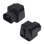 FENTICO UPS IEC C14 Male to Universal Female Socket Power Adapter Converter AC110-250V 10-16A, C14 to Universal Power Socket Converter for UPS (Black, 1 Piece)