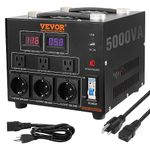 VEVOR Voltage Converter Transformer, 5000W, Heavy Duty Step Up/Down Transformer, Convert from 110 Volt to 220 Volt and from 220 Volt to 110 Volt, with US Outlet EU Outlet 5V USB Port, CE Certified