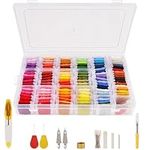 Handi Stitch 148 Piece Embroidery Floss Set - Cross Stitch Tool Kit with Transparent Plastic Storage Box - 110 Colour Skeins - Threads on Paper Bobbins for Friendship Bracelets & DIY Arts/Crafts