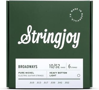 Stringjoy BR1052 Broadways Pure Nickel Electric Guitar Strings (Heavy Bottom Light Gauge, 10-52)