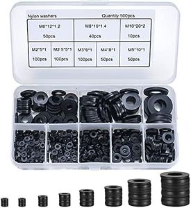 500 Pezzi Rondella Piatta in Nylon, Piatte Guarnizione, Guarnizioni Idrauliche, Kit Distanziatore Rondella Distanziatrice - M2/M2.5/M3/M4/M5/M6/M8/M10 (A-nero)