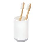 iDesign Cade Toothbrush Holder, Holds Normal Toothbrushes, Spin Brushes, and Toothpaste - Matte White/Gray