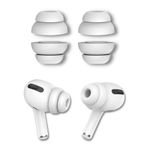 Crysendo Double Flange Eartips for AirPods Pro 1 & 2 | Replacement Silicone Eartips Earplug | Pain Reducing Anti-Slip Eartips | Perfectly Fits in The Charging Case (Medium - 4Pc White)