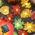 Bartlett Solar Fall Leaf Decorative String Lights Waterproof Solar Powered Outdoor Garden Thanksgiving Décor Autumn Tree Leaf Lights 40LED 14ft Yard Patio Fence Balcony Decoration