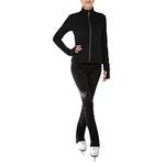 LIUHUO Figure Skating Flower Print Jacket Pants Fleece Pants for Girls Black Pants for Wonmen Suits, Black, Kids 8-10