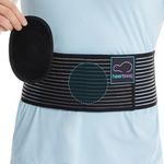 Umbilical hernia belt for men and women - Hernia support for men with compression pad (inguinal, femoral, incisional) - Abdominal binder post surgery and postpartum (Black, Large/X-Large (Pack of 1))