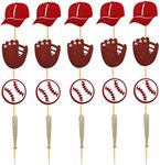 36Pcs Baseball Cupcake Toppers Glit