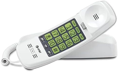 AT&T TRIMLINE 213 Corded Home Phone with Extra Big Buttons & Visual Ringer. No AC Power Required, Improved Easy-Wall-Mount, Lighted Keypad, 10 Speed Dial Keys, Volume Control, Senior Friendly. White