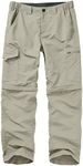 Mens Hiking Pants Convertible Zip Off Lightweight Quick Dry Fishing Safari Camping Travel boy Scout Pants, Apricot, 32