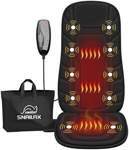 Snailax Back Massager with Heat, Massage Seat Cushion with 10 Motors, Massage Chair Pad for Home Office Use, 5 Modes & 3 Intensity Levels, 2 Heat Settings with 30-60-90 Mins Timer, Gifts for Him Her