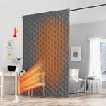 RYB Home Large Soundproof Blanket, Thermal Insulated Door Curtains for Doorway Noise Reducing Divider for Workshop Basement Laundry Acoustic Covering as Moving Blanket, W48 x L96 inch, Grey, 1 Panel