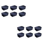 Rubbermaid Roughneck 3 Gallon Rugged Plastic Reusable Stackable Home Storage Totes with Lids, Dark Indigo Metallic (12 Pack)