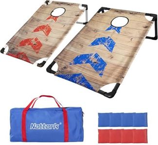 Portable Cornhole Set PVC Framed Corn Holes Outdoor Game Set with 2 Cornhole Boards, 8 Cornhole Bean Bags and Carrying Case, Camping Games Indoor Outdoor for Kids and Adults, Travel Camping Accessory