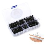 Beadnova AAA Black Smooth Polish Onyx Agate Round Loose Beads 4mm 6mm 8mm 10mm For Jewelry Making (340 pcs Box Set) by BEADNOVA