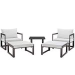 LexMod Fortuna 5 Piece Outdoor Patio Sectional Sofa Set, Brown White