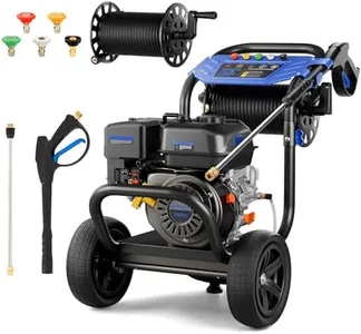 MUTAOMAY 3600 PSI Gas Powered Pressure Washer, 2.3 GPM Heavy Duty Power Washer with 212cc OHV Engine, 30 FT Hose Reel, 5 Quick-Connect Nozzles for Driveways, Patios, Cars, Home & Commercial Cleaning