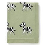 mimixiong 100% Pure Organic Soft Knitted Baby Blanket, Swaddle Blanket – Baby Essentials for Newborn, Zebra Sage Green