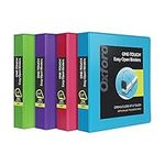 Oxford 3 Ring Binders, 1.5 Inch ONE-Touch Easy Open D Rings, 3-Sided View Binder Covers, Xtralife Hinge, Non-Stick, PVC-Free, Assorted Colors, 375-Sheet Capacity, 4 Pack (79908)