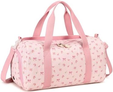 Duffle Bag for Gym Sports Women Girls Workout Travel Bag Weekender with Shoe Compartment and Wet Pocket (A-Pink Bow-Pink)