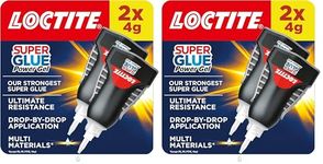 Loctite Super Glue Power Gel, Flexible Super Glue Gel, Superglue with Non-Drip Formula for Vertical Applications, Clear Glue with Precise Nozzle, 2x4g (Pack of 2)
