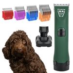 MASTERCLIP Cordless Dog Clippers for Cockapoos Labradoodles Poodles & Cavapoos, Dog Grooming Kit, Pet Shaver Trimmer for Dogs with 2 Batteries, 10 Blade & 3mm, 6mm, 10mm, 13mm Comb Guides.