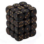 DND Dice Set-Chessex D&D Dice-12mm Opaque Black and Gold Plastic Polyhedral Dice Set-Dungeons and Dragons Dice Includes 36 Dice – D6