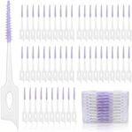 Maoerdental 300 Pieces Dual-Use Interdental Brushes Soft Silicone, Disposable Dental Picks,Premium Dental Floss Picks for Effective Teeth Cleaning(300pcs Purple)