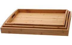 DIVCHI Pack of 3 Bamboo Serving Tray with Handles Rectangular Wooden Breakfast Tray Works for Eating, Working, Storing, Used in Bedroom, Kitchen, Living Room, Bathroom, Hospital and Outdoors