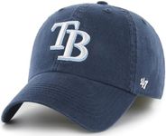 47 MLB Team Color Primary Logo Franchise Fitted Baseball Hat Cap, Unisex Adult, Tampa Bay Rays - Navy, X-Large