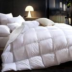 3D Baffle Box Real Down Comforter, 750 Fill-Power Ultra-Soft Down Duvet Insert, All Season White Feathers Down King Size Comforter, Medium Warm Bed Comforters, Fluffy and Cozy, 8 Corner Tabs- 106"X90"