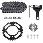 Relibupdater 420 Chain Set,Rear Drive Sprocket 37 Tooth 76mm Front 17 Toothe 17mm for Chinese 50 70 90 110 125 Mini Bike ATV Go Kart Taotao Coolster Pit Dirt Bike Motorcycle Parts