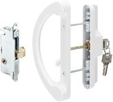 HILLMASTER Sliding Glass Door Handle with Mortise Lock and Key Cylinder,Patio Door Lock with Key Replacement Patio Door Handle Set Sliding Door Lock Fits 3-15/16" Screw Hole Spacing,Reversible Design