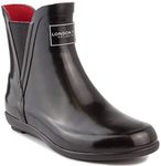 LONDON FOG Womens Piccadilly Faux Leather Ankle Rain Boots Black 7 Medium (B,M)