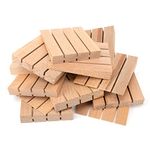 JCP Hardwood Wooden Wedges Wood Shims - Fence Panel Wedges - 12 x Blocks of 4 (48 Wood Wedges in Total) L 92mm x W 16mm x H 15mm > 1mm