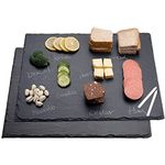 2 Pcs 16x12in Large Slate Cheese Boards Slate Board, Slate Cheese Tray Serving Tray Serving Stone Tray Slate Platter with 2 Chalks