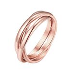 FOCALOOK Triple Rolling Rings for Women Trendy Spinning Anxiety Ring Finger Fidget Ring (Rose Gold, 7)