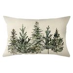 Ogiselestyle Christmas Winter Trees Lumbar Throw Pillow Cover, 12 x 20 Inch Xmas Winter Holiday Party Cushion Case Decoration for Sofa Couch