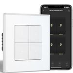 BSEEDLIFE Smart Light Switch,Intelligent WiFi Wall Switch for Smart Home,Compatible with Alexa,Google Home(via Tuya/Smart Life App),4 Gang 1 Way 86 * 86mm,White