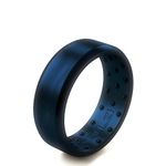 BULZi Wedding Bands, Massaging Comfort Fit Premium Silicone Ring with Airflow, Men’s and Women’s Rings, Breathable Flexible Work Safety Design (Midnight Blue Beveled, Size 8)