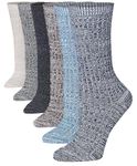 Tipi Toe 6-Pack Winter Boot Socks For Women - Available in Cotton Or Wool Blend - Crew Warm Socks Size 9-11, Neutral Colored, 9-11