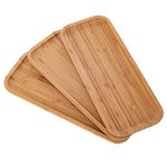 3 Pack Bamboo Tray Bamboo Plates 13.8 x 5.9 x 1 Inches Serving Tray Elegant Appetizer Plates Steak Plate Coffee Tea Serving Tray Fruit Platters Party Dinner Plates Sour Candy Tray