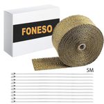 Exhaust Heat Wrap, Foneso 2" x 16.5' Titanium Pipe Insulation Wrap, Basalt Fiber Thermal Tape with 10 Self-Locking Stainless Steel Zip Ties, Used for Motorcycles, Cars and Exhaust Manifolds …