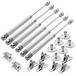 AHUNTTER 6PCS Gas Struts for Heavy Lid, Gas Strut Lift Support 200N Heavy Duty Shocks Soft Close Stay Hinge for Bed Kitchen Cabinet Cupboard Door Handle Toy Box Hinge with Screws – Silver