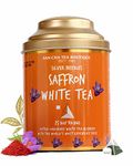 Sancha Tea Boutique, Saffron White Tea, Silver Needle Tea, 25 Pyramid Tea Bags, Blended with Worlds Rarest Spice- Saffron from Kashmir, Silver Needles White Tea, Kesar Chai, Real Kesar Tea