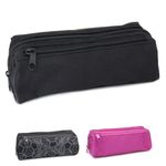 Fashion Stationery Pencil Case Boy Secondary School Plain Black Pencil Case Teenager Boys Mens Women Girls Kids Basic Pencil Cases with Compartments