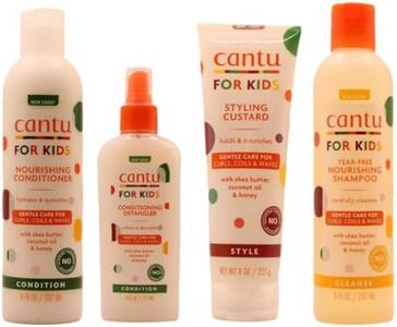 Cantu Lot de 4 soins capillaires doux - enfant/cheveux bouclés - shampoing/après-shampoing/démêlant/gel coiffant