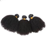 Aiokrtse Peruvian Virgin Hair Afro Kinky Curly Human Hair Bundles Hair Weave 100% Human Hair Extensions 16 18 20 inches Natural Color