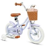 OLAKIDS Kids Bike, 12 14 16 18 20 Inch Toddlers Bike for Girls Boys Age 3-8 Years, Children's Bicycle with Training Wheels Removable Rattan Basket Adjustable Seat and Handlebar